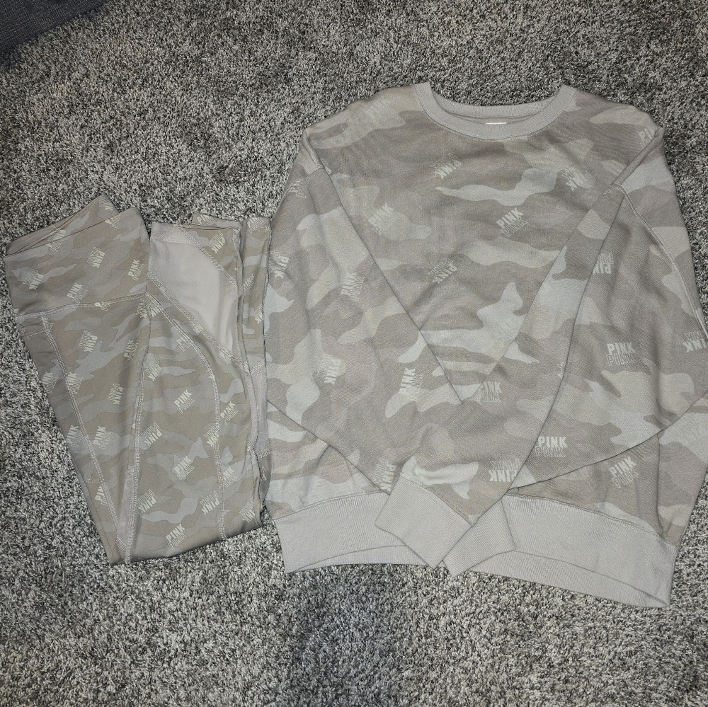 Victoria's Secret PINK Camo Print Sweatshirt and Leggings Set